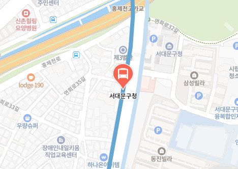 서대문구청에서 인천공항 리무진 공항버스(6005번) 지도 위치