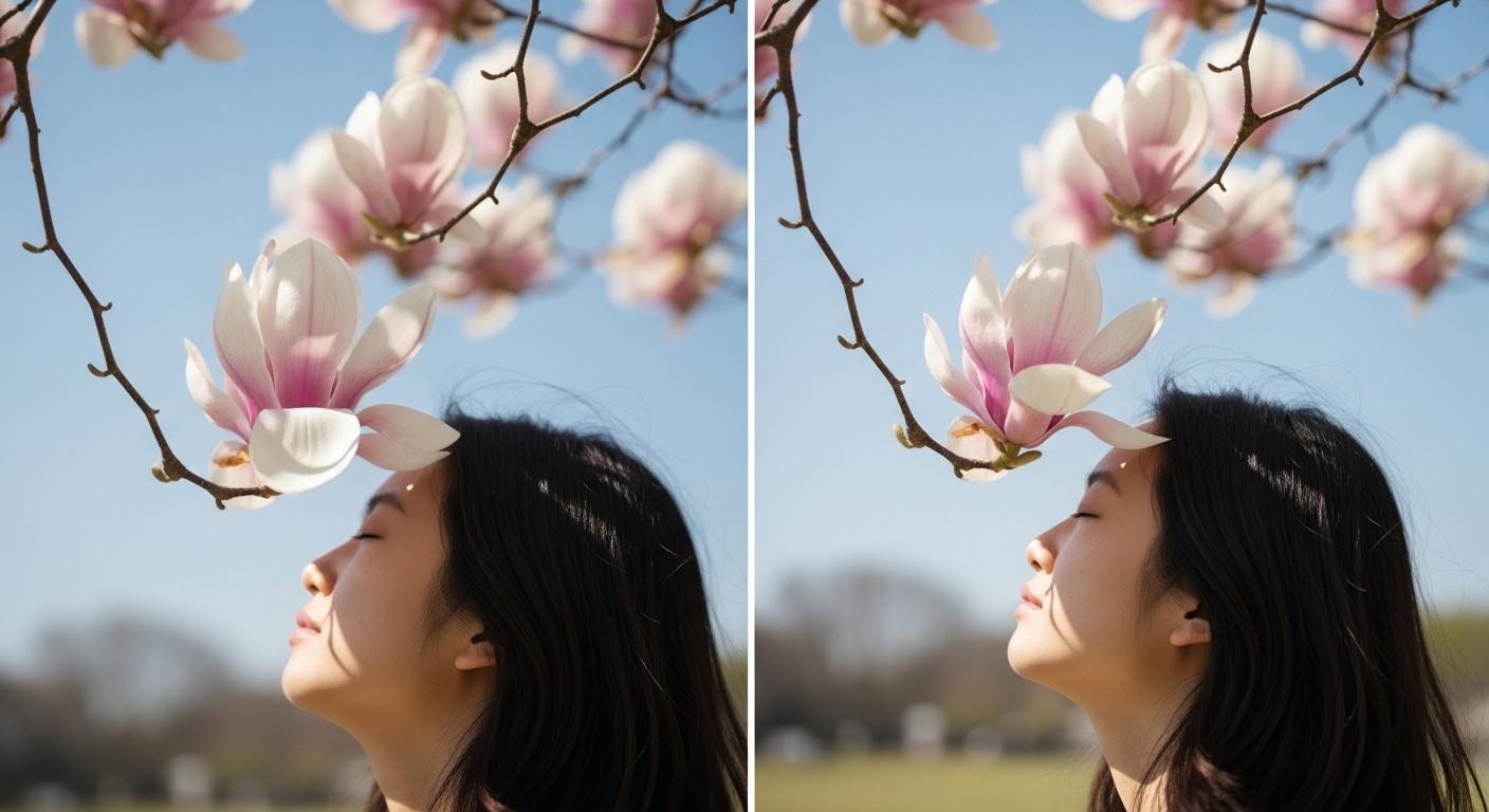 목련꽃 그늘 아래서