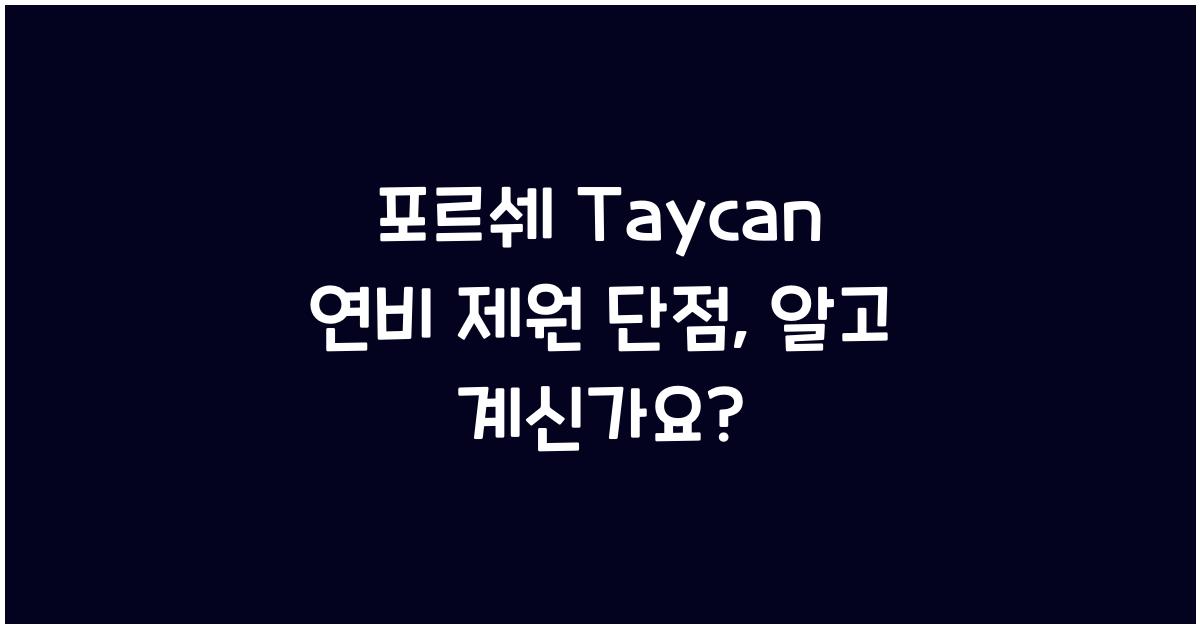 포르쉐 Taycan 연비 제원 단점