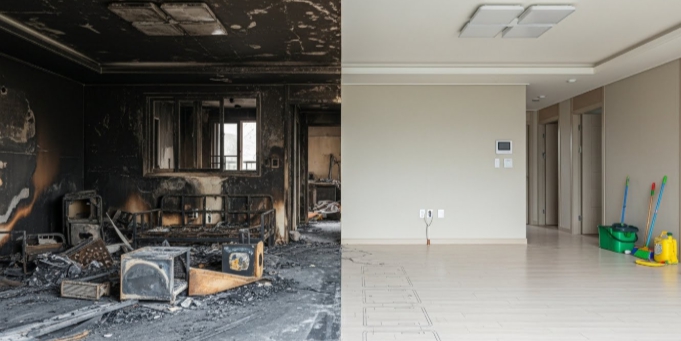 장흥 화재청소중