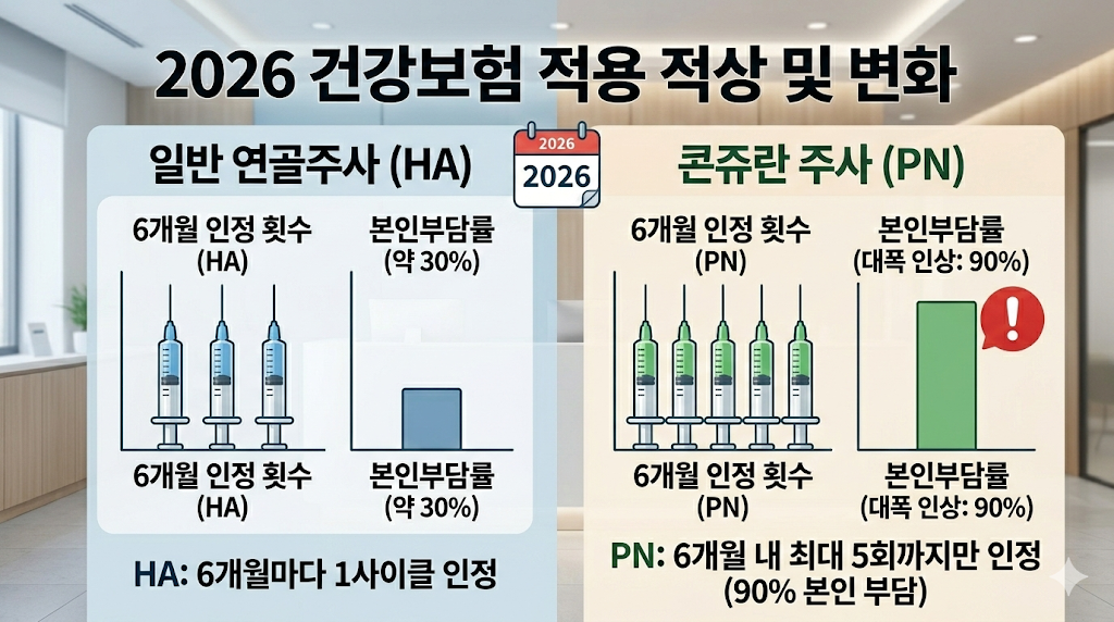 일반 연골주사 콘쥬란 주사 건강보험 적용 횟수 및 본인부담금