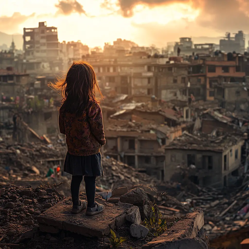 산사태가 일어난 마을 이미지