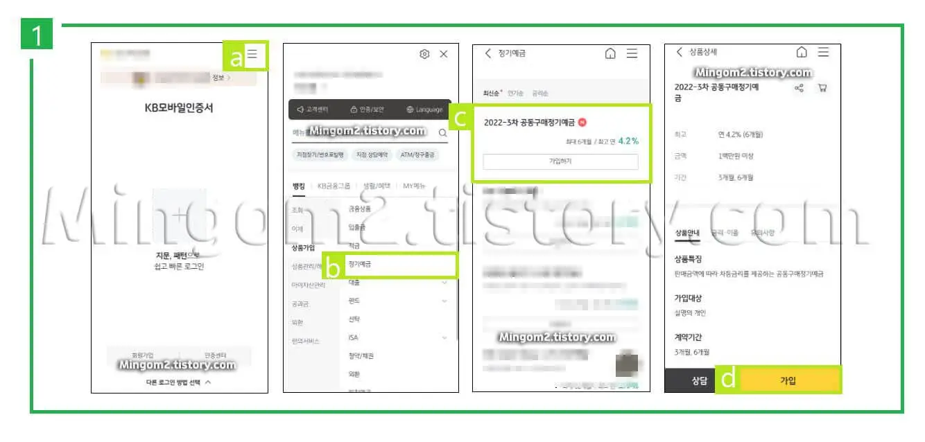 정기예금 가입방법에 대한 설명