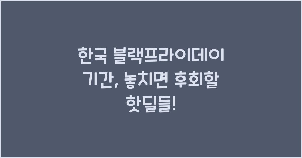 한국 블랙프라이데이 기간