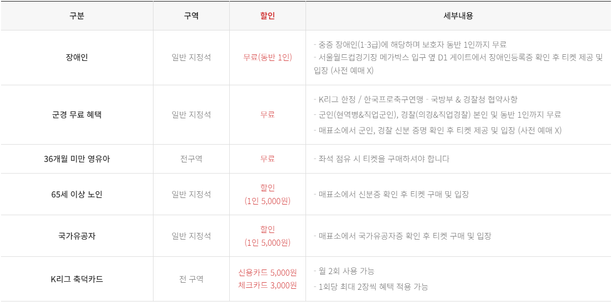 FC서울 서울월드컵경기장 할인 / 무료 입장 안내