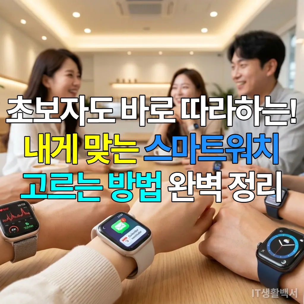 다양한 사람들이 스마트워치를 착용한 채 카페에 앉아 있는 모습