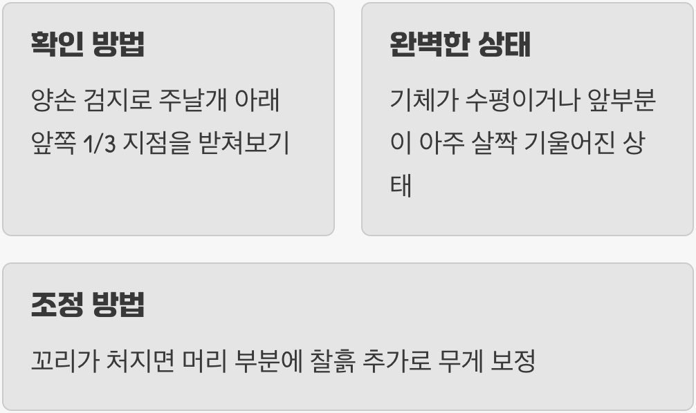 완벽한 비행을 위한 마지막 점검, 무게중심 맞추기