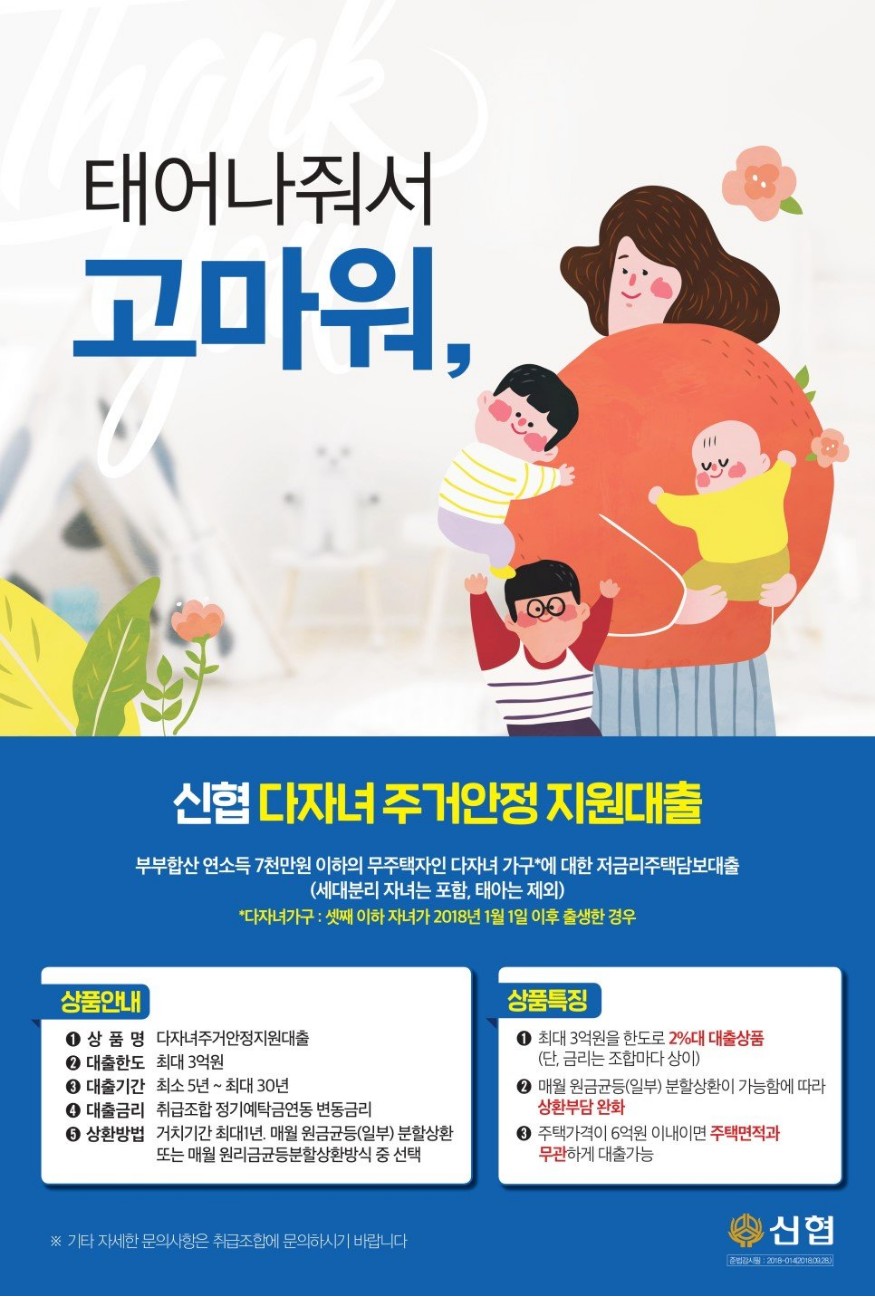 신협 다자녀 주거안정 지원대출