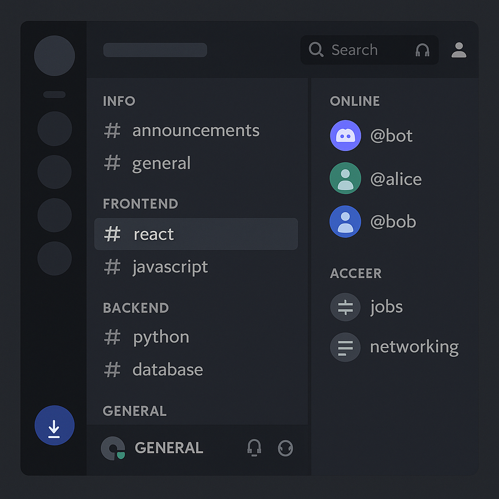 디스코드 서버 구조를 보여주는 스크린샷 스타일 이미지