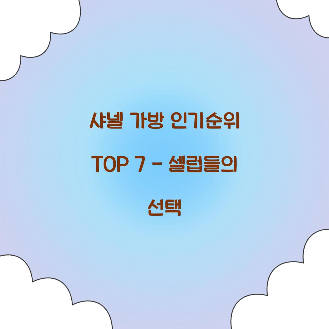 샤넬 가방 인기순위