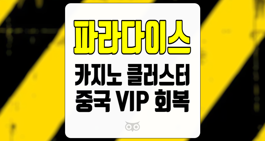 파라다이스, 카지노 클러스터의 미래와 중국 VIP 회복의 가능성