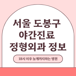 서울 도봉구 야간진료 정형외과 병원 (18시 이후 늦게까지하는 병원)