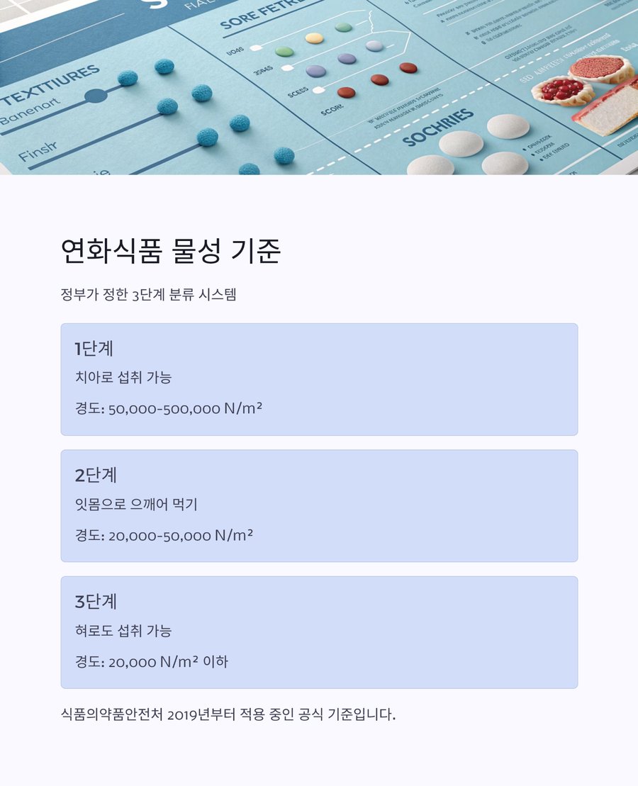연화식품 3단계 물성 기준과 정부 공식 분류 설명 인포그래픽