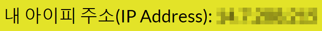 사이트에 접속하여 내 아이피를 확인한 모습