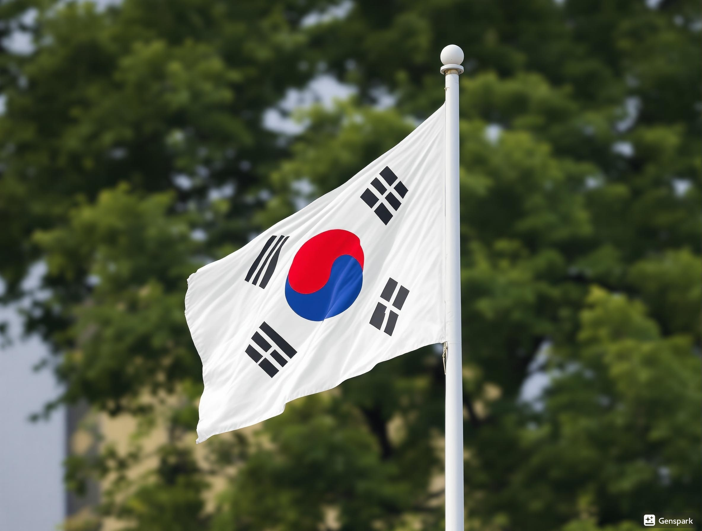 현충일 조기 게양, 태극기가 깃대 중간에 걸린 모습