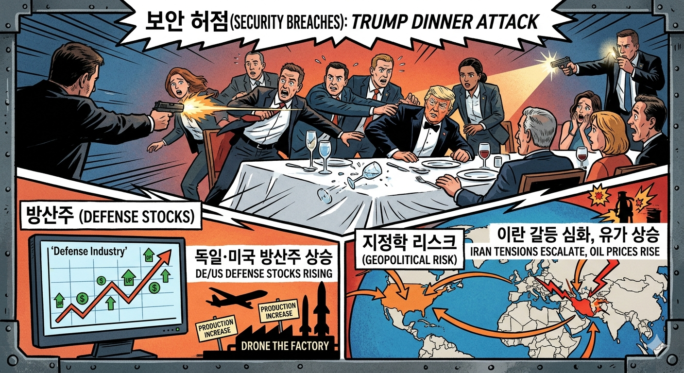 트럼프 만찬 총격 사건 (보안 허점, 방산주, 지정학 리스크)