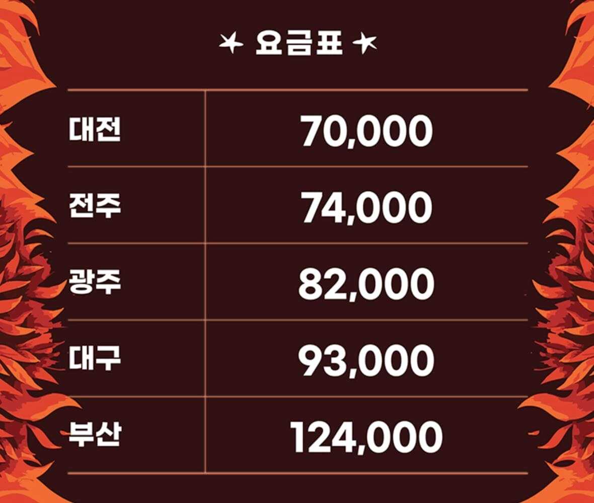 더 파워풀 꽃가마 전국 요금표