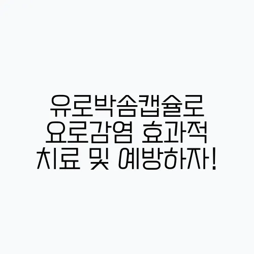 유로박솜캡슐로 요로감염 효과적 치료 및 예방하자!