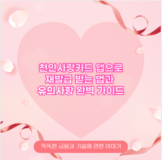 천안사랑카드 앱으로 재발급 받는 법과 유의사항 완벽 가이드