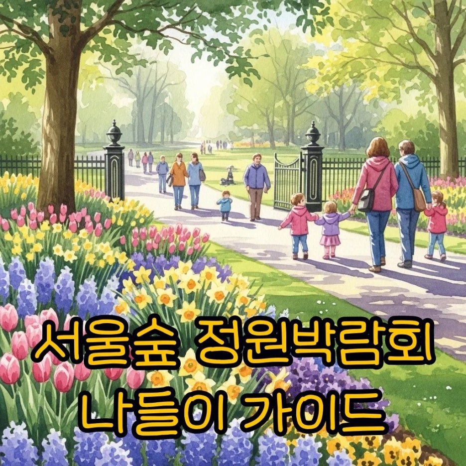 화사한 봄꽃이 만개한 서울숲 공원 입구 전경