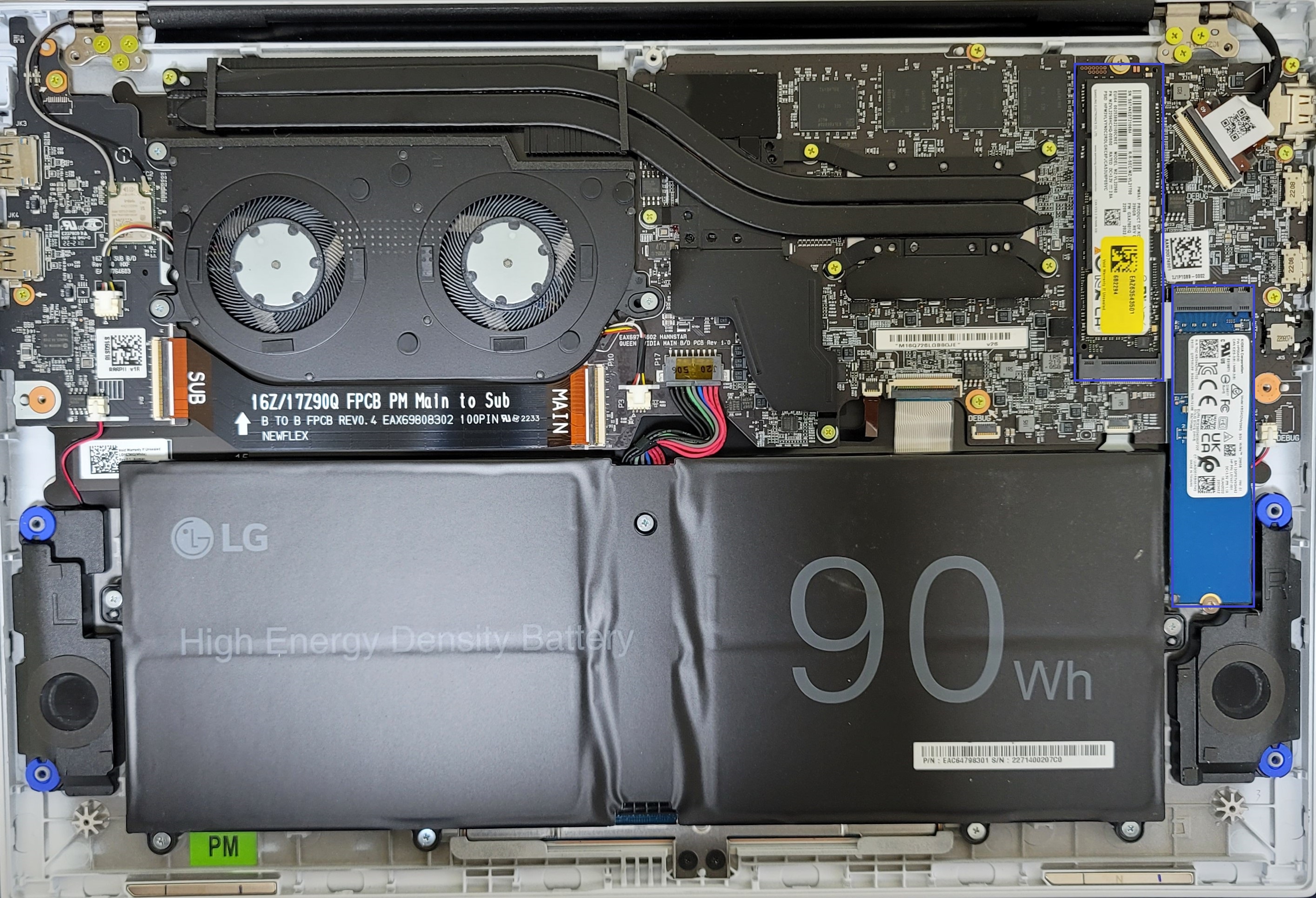 RTX2050 탑재 구조 및 SSD 슬롯 분해 이미지