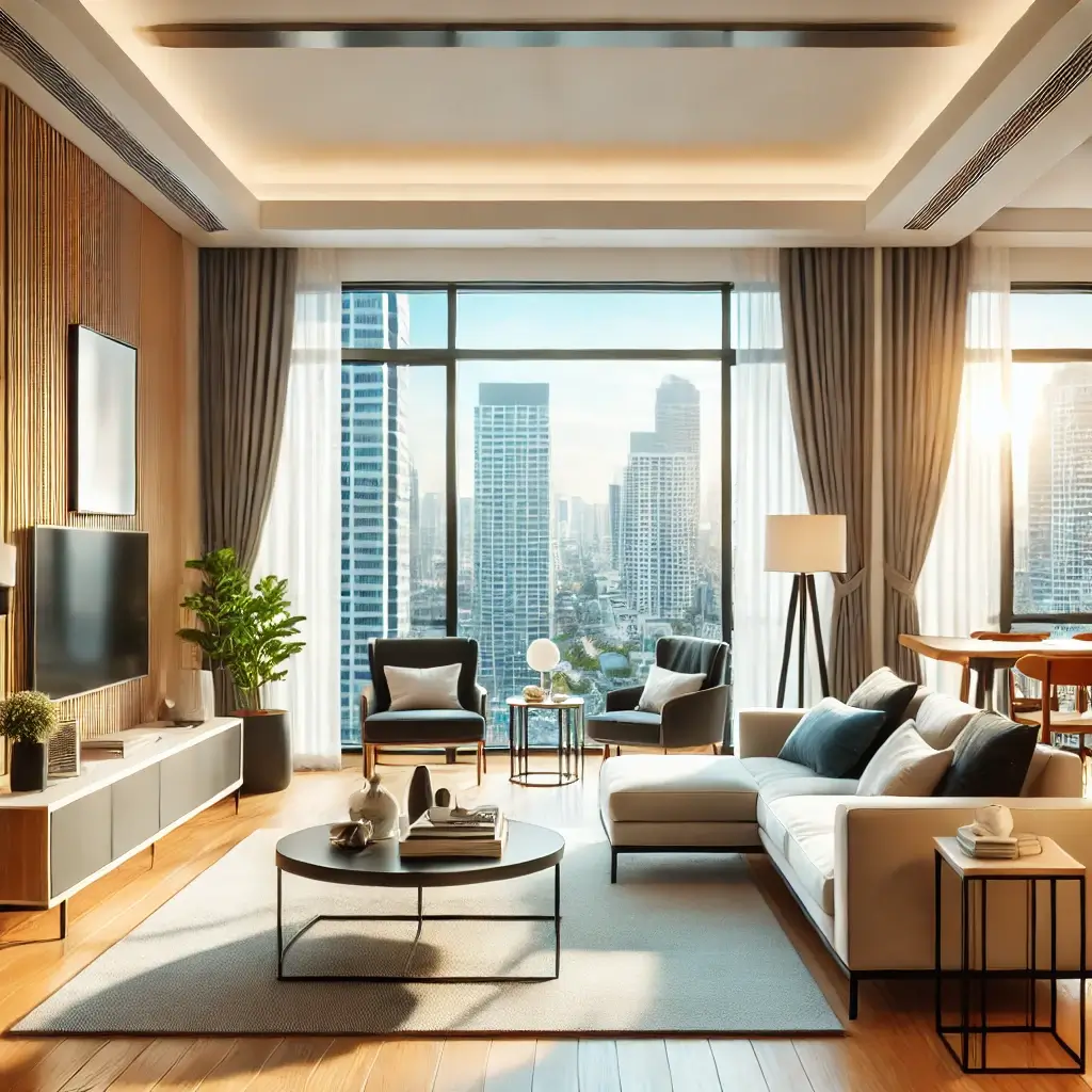 전세 옵션을 나타내는 넓고 밝은 아파트