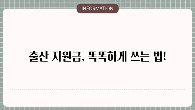 출산 지원금 사용처 활용 방법