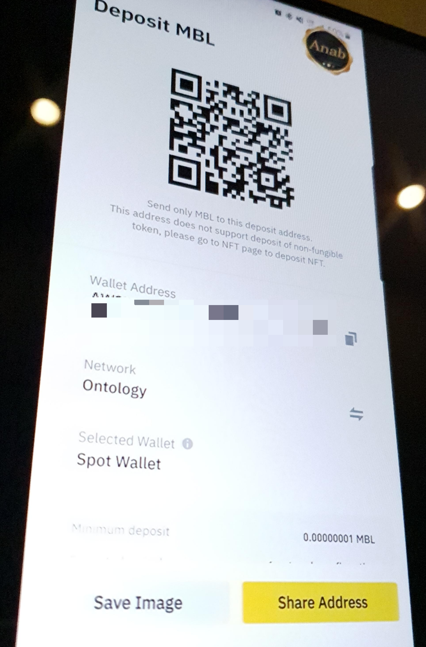 바이낸스 MBL 입금 주소교환 페이지에서 입력