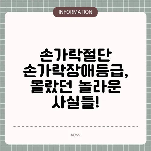 손가락절단 손가락장애등급, 몰랐던 놀라운 사실들!
