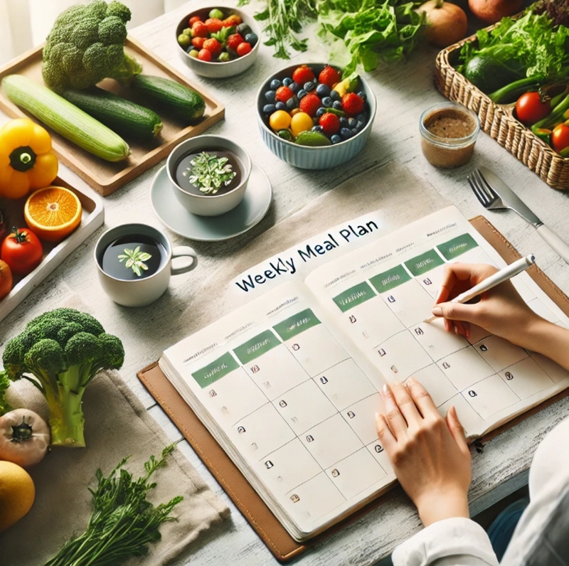 당뇨-환자가-식탁에-앉아-식단표를-짜는-모습