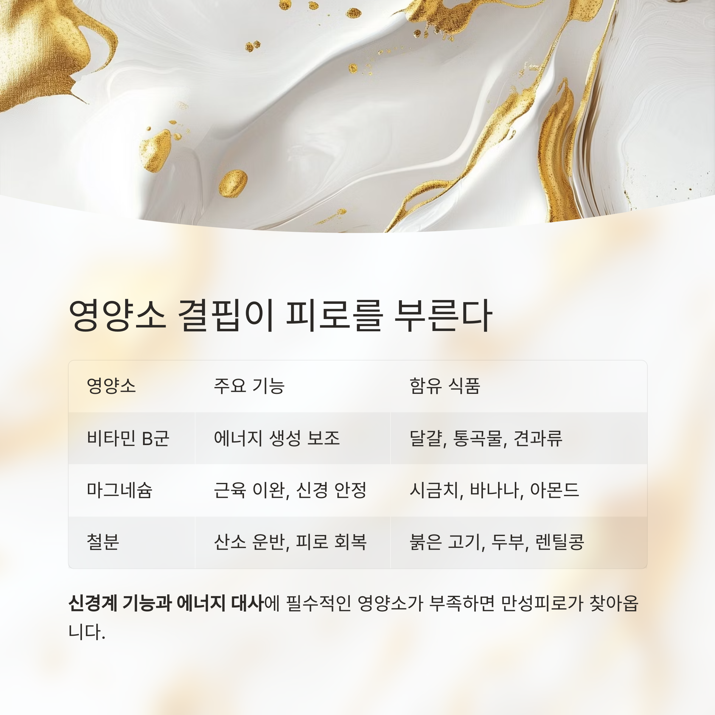 영양소 결핍이 피로를 부른다