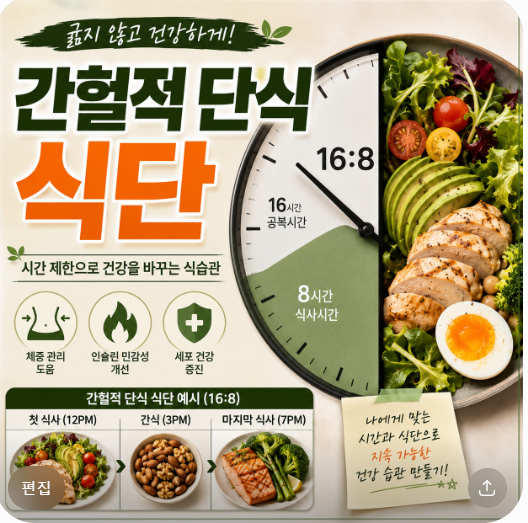 간헐적 단식 식단 an intermittent fasting diet