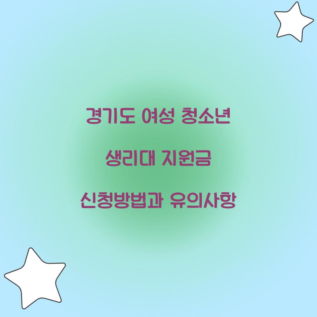 경기도 여성 청소년 생리대 지원금