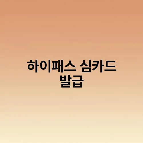 하이패스 심카드 발급