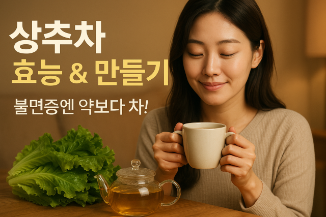 따뜻한 상추차를 손에 든 모습