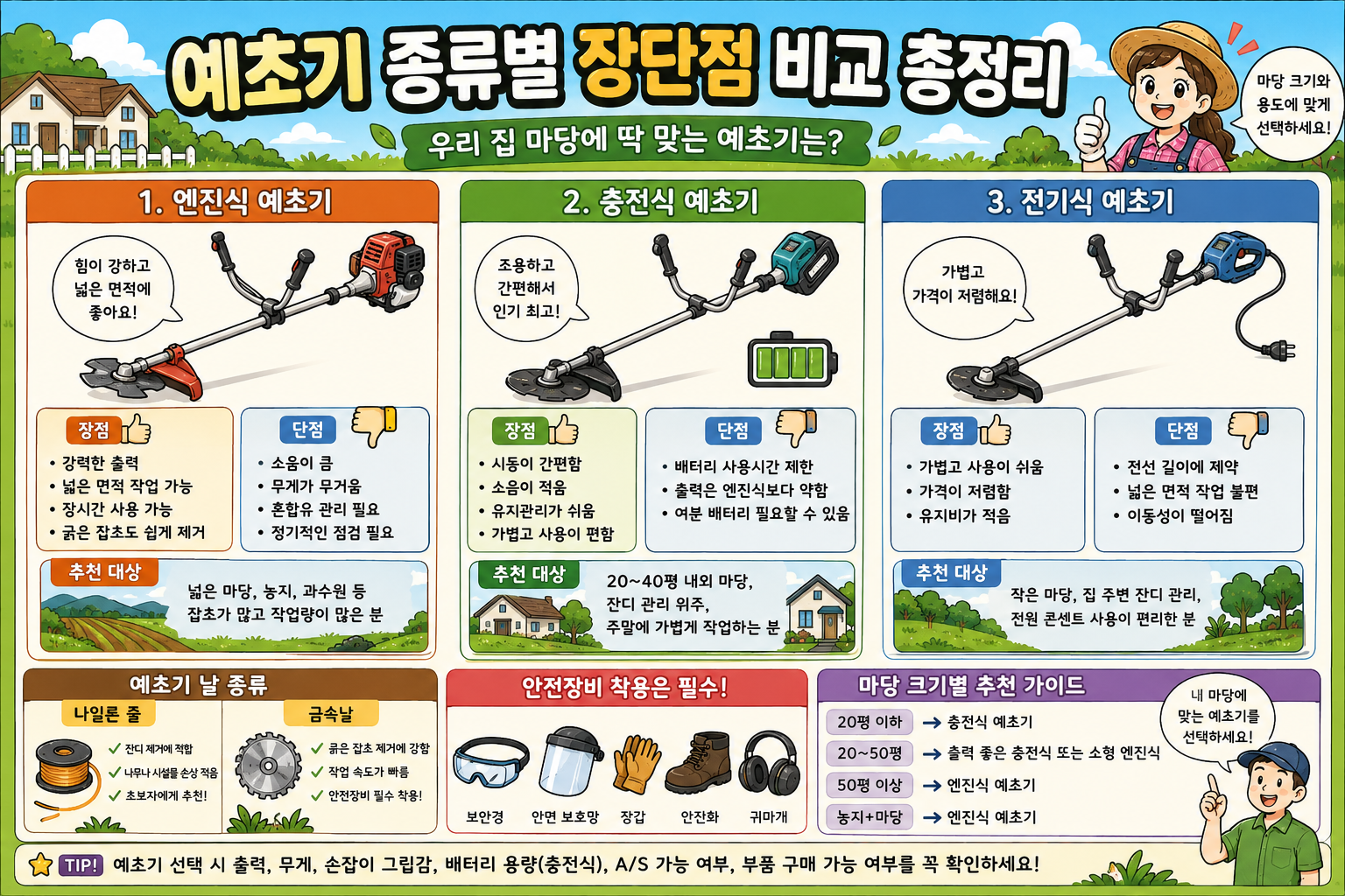 예초기 종류별 장단점 비교 (전원주택에 맞는 예초기)