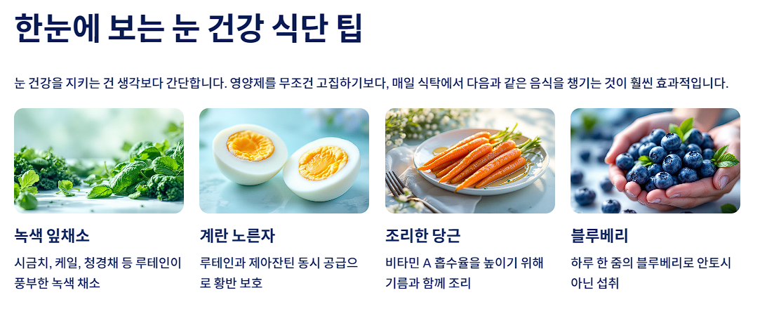 한눈에 보는 눈 건강 식단 팁