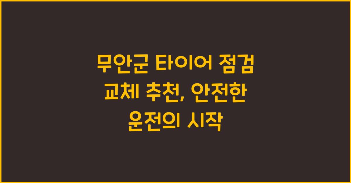 무안군 타이어 점검 교체 추천 