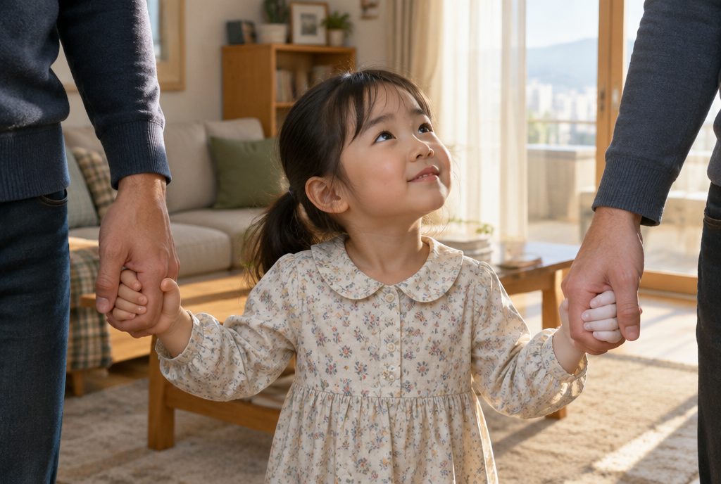 편마비 아빠의 차가운 손을 잡은 아이