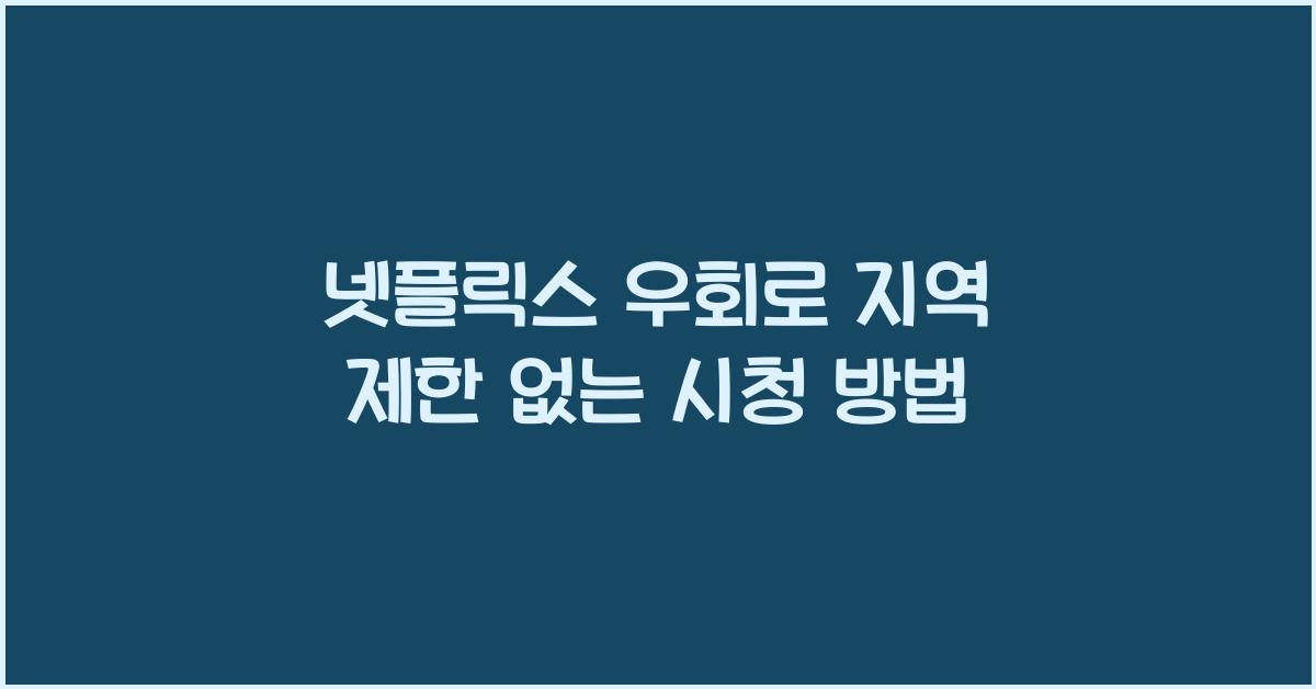 넷플릭스 우회