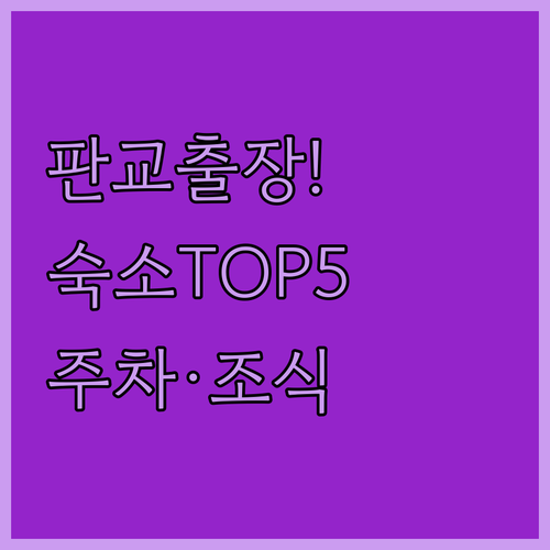 분당 판교 출장용 숙소 베스트 5 사..