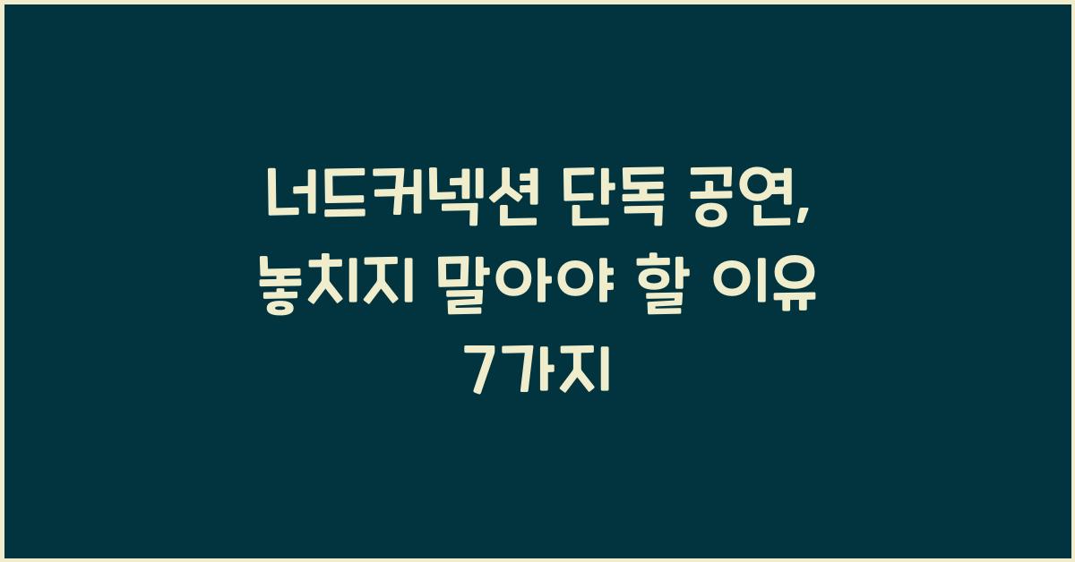 너드커넥션 단독 공연