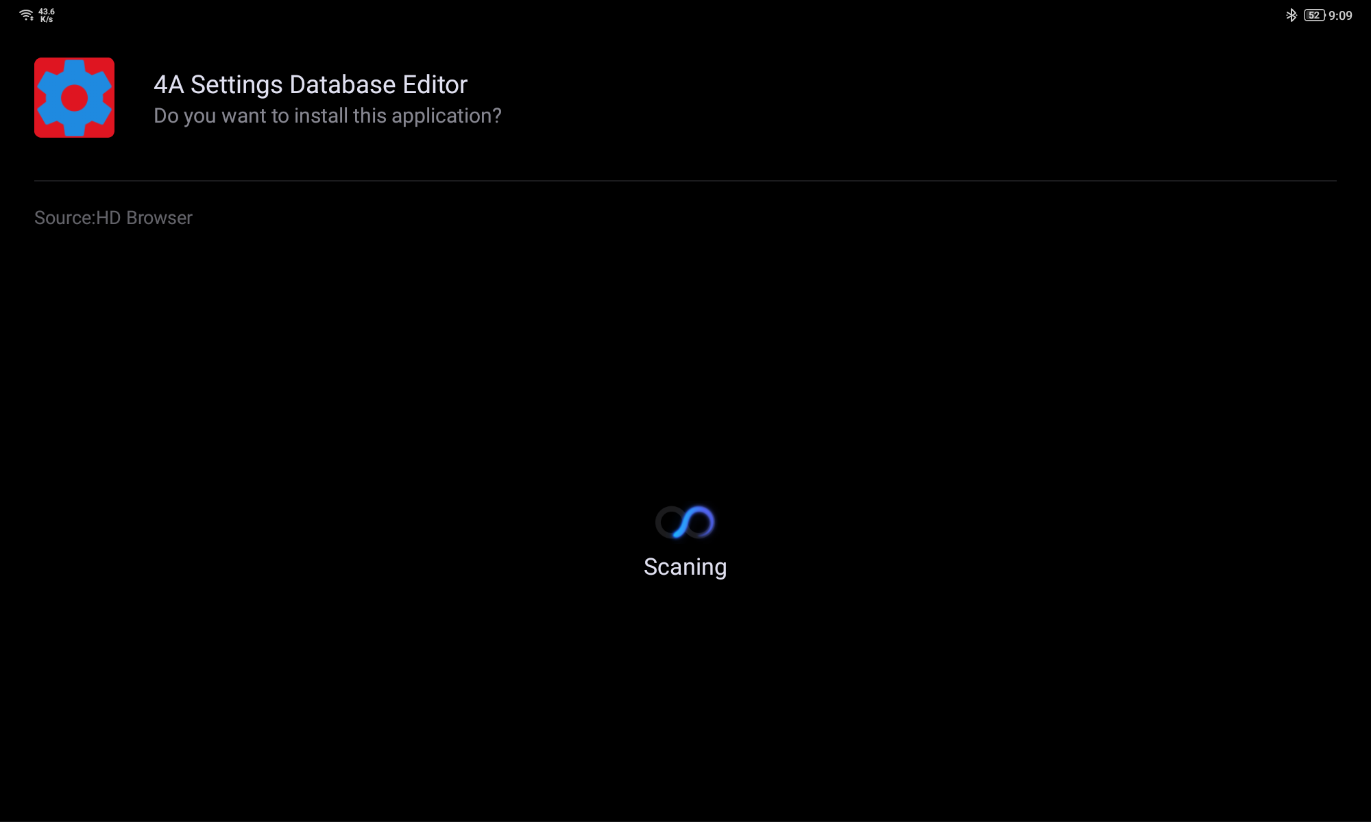 SETEDIT 앱 설치 장면 스캐닝을 한후에 인스톨 화면이 뜹니다. 잠시 기다려주세요.
