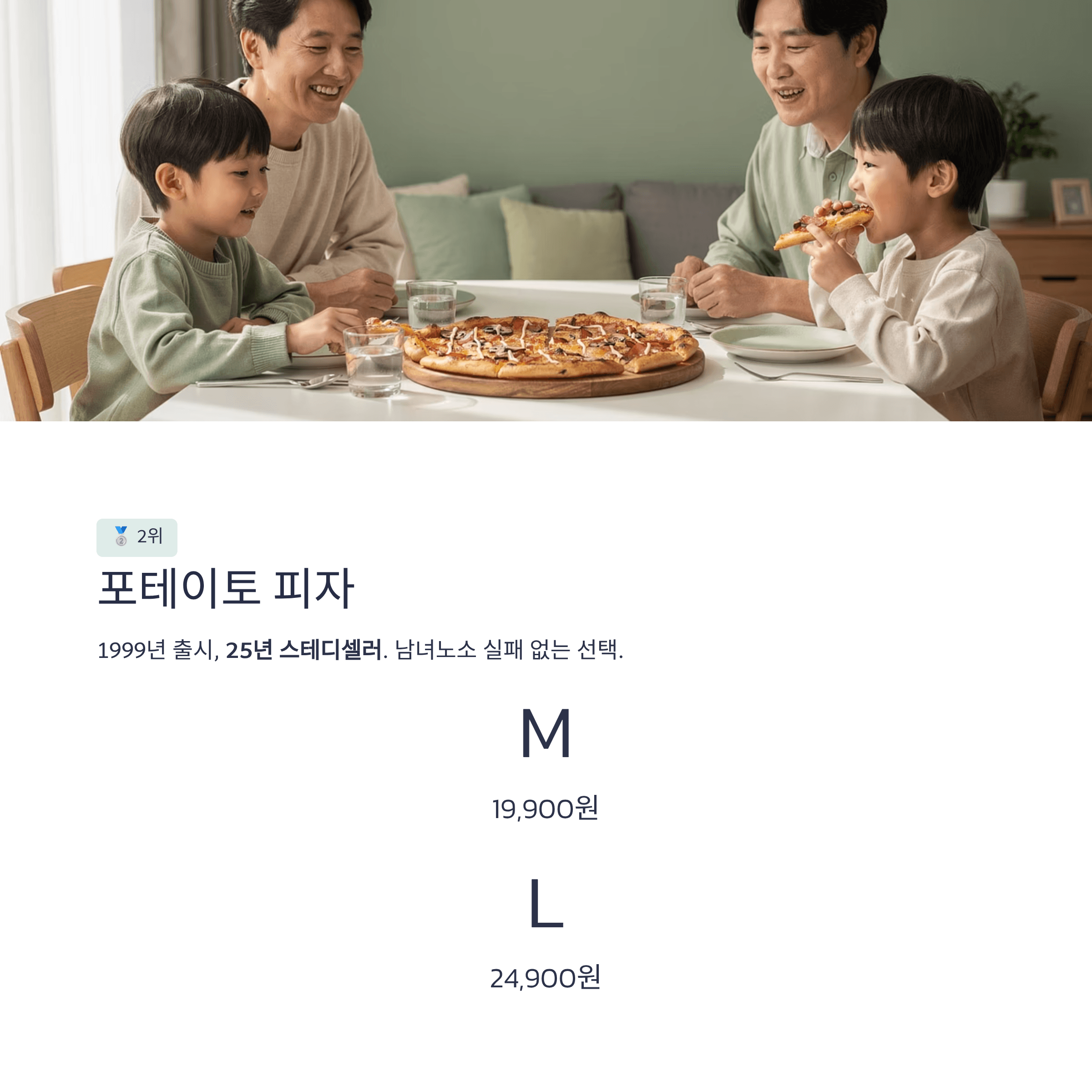 2위 &ndash; 포테이토 피자 인포그래픽