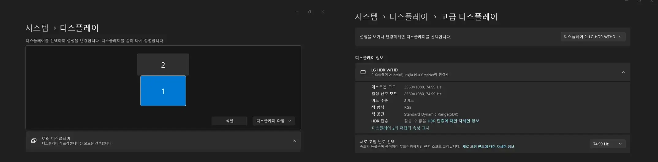 HP 유니버셜 USB-C 멀티포트 허브 디스플레이 연결