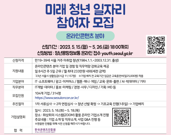 미래청년일자리사업참여자모집-온라인