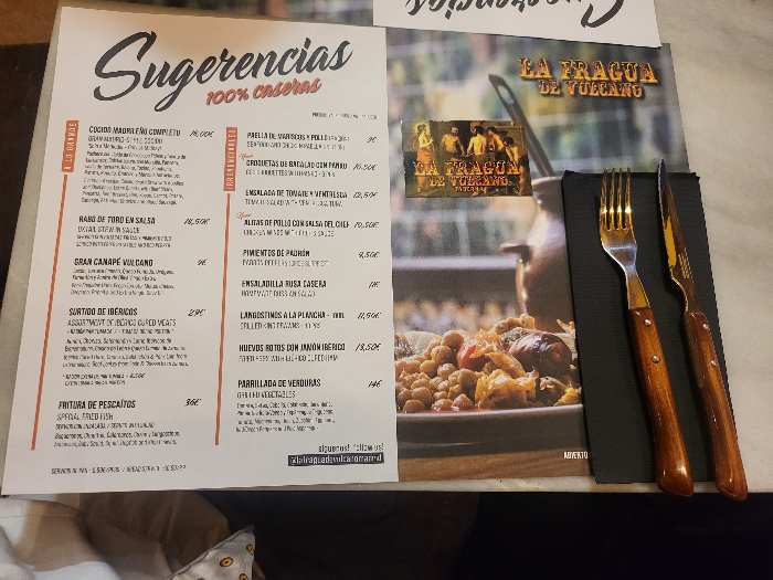 La Fragua 메뉴