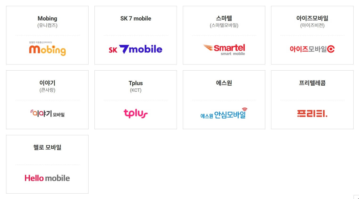 SKT의 알뜰폰 브랜드들