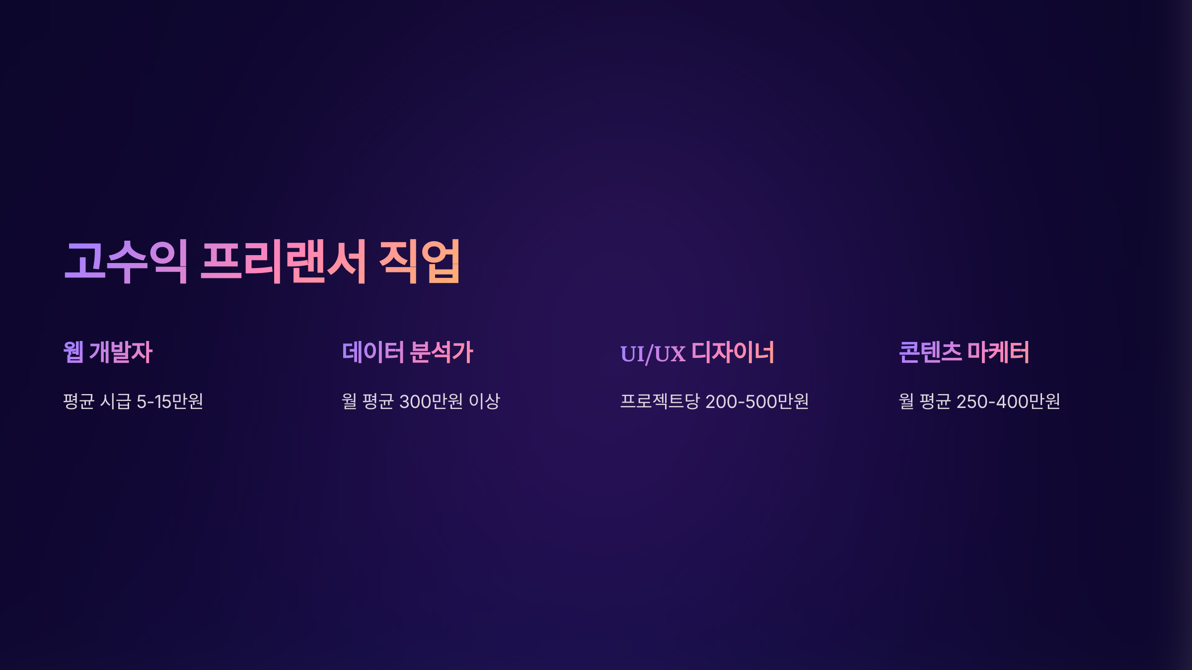 프리랜서로 돈 버는 현실적인 방법