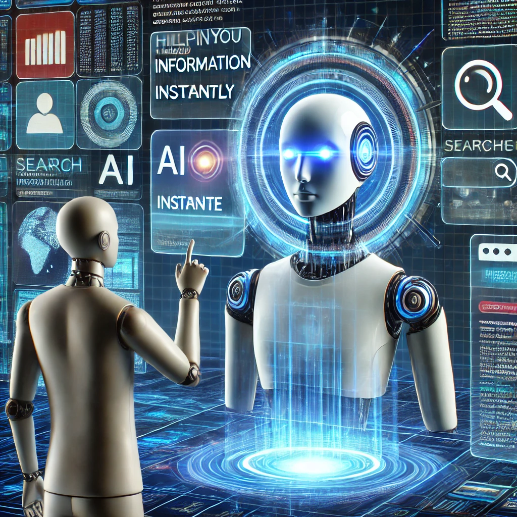 미래형 AI 비서와 홀로그램 검색 화면